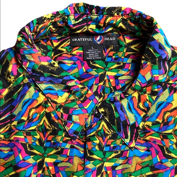 Vtg Grateful Dead Psychedelic Button Up Large T Shirt - Picture 4 of 4